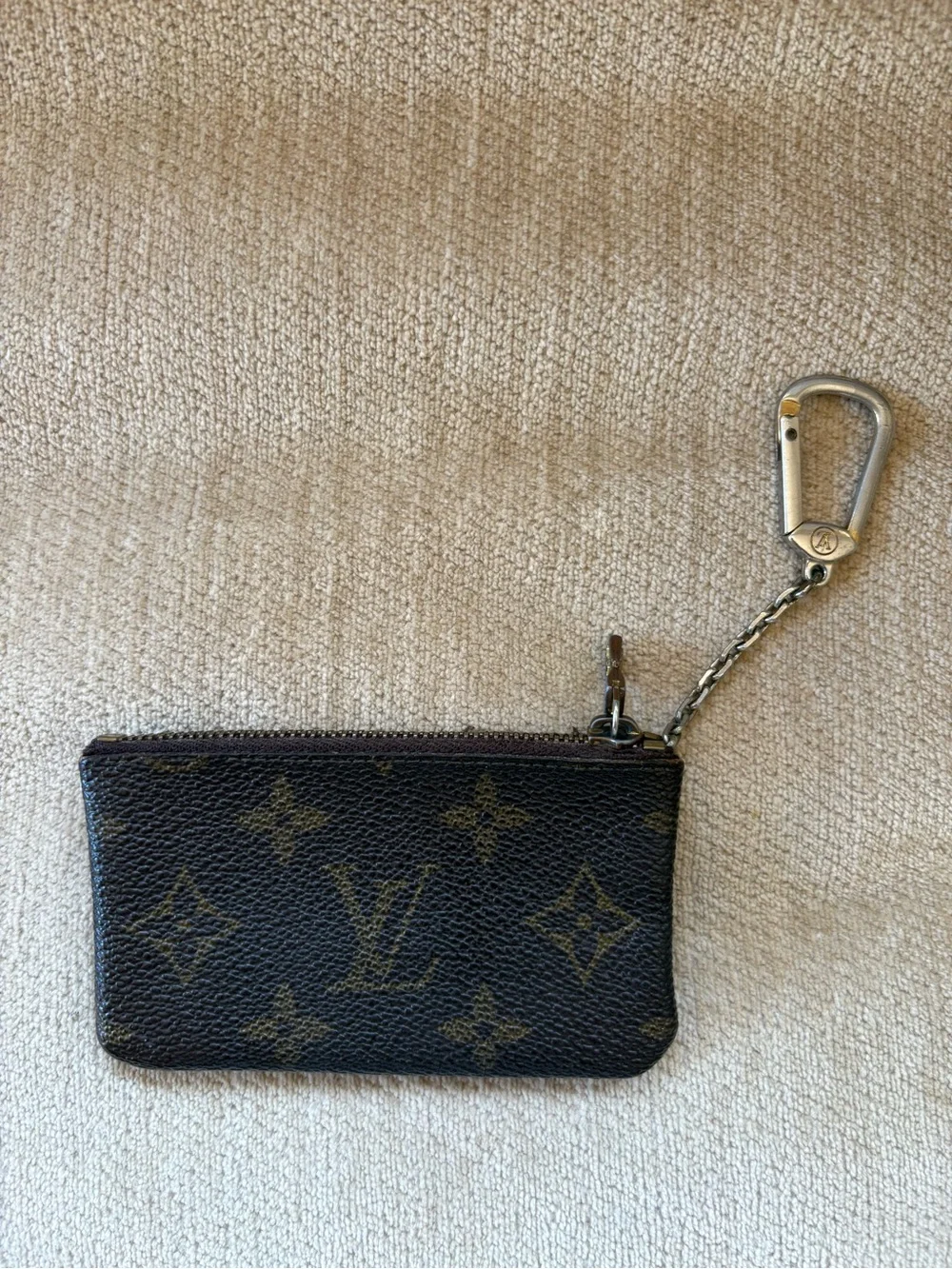 Louis Vuitton Brown Monogram Key Ring & Pouch AUTHENTIC